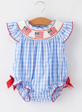 4th of July Flag Smocking Romper