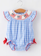 4th of July Flag Smocking Romper
