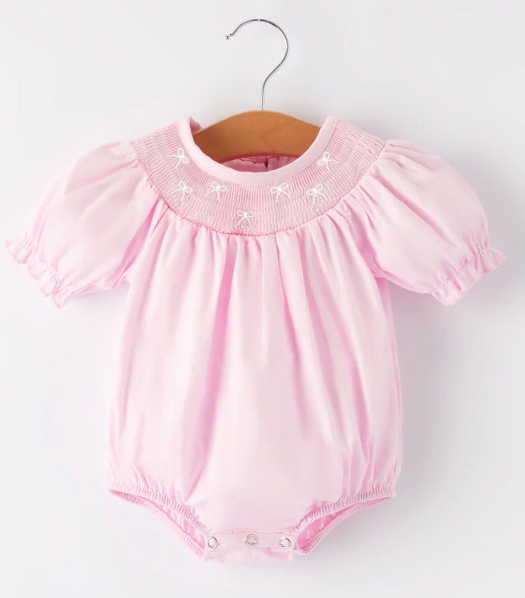 Pretty in Pink with White Bows Smock